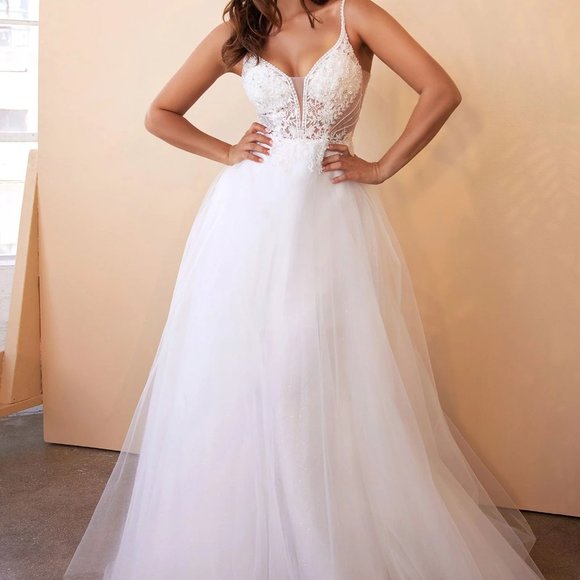 Layered Tulle A-Line Bridal Gown with Corset Bodice by Ladivine WN307